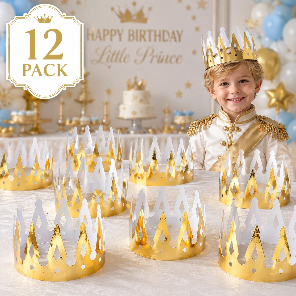 Gold Foil Crowns - 12 Pack